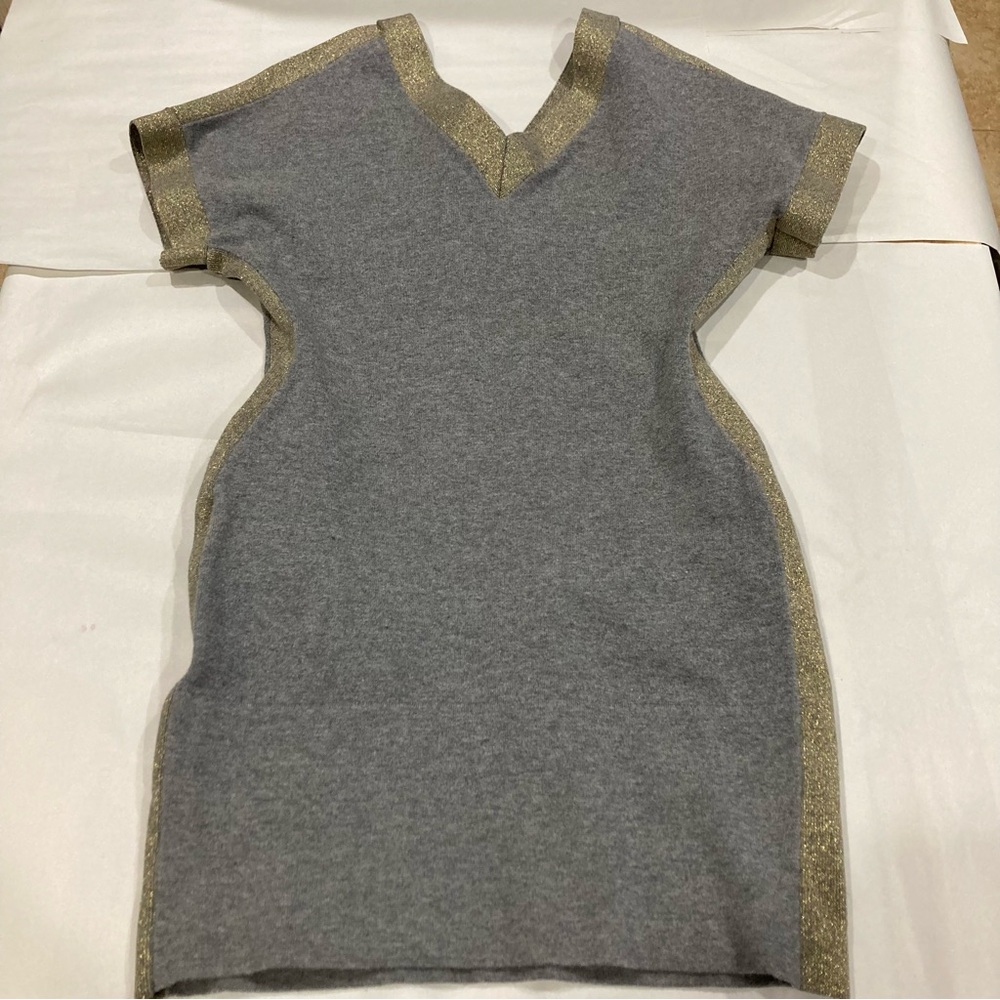 Bebe Sport Women’s Gray Jersey Knit Top with  Gold Textured Top Size XS - Picture 3 of 9